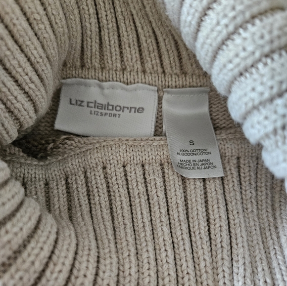 Liz Claborne Beige Striped Turtleneck Sweater Sz Sm - Picture 5 of 5